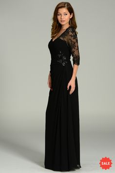 Turn heads in this long chiffon dress with mid-length lace sleeves by Poly USA Style Number 7210. This mid-sleeved dress features a ruched bodice and waistline adorned with beads and rhinestones. A flirty back cutout, an eye-catching lace sleeves and back, and a zip closure complete this beautiful look. Perfect for any formal event! Designer: Poly USA Style Number: 7210 Material: Chiffon, Lace, 100% Polyester Details: Bra Cups, Fully Lined Colors: Burgundy, Black This item ships within 1 to 2 business days. Long Chiffon Dress, Dress With Lace Sleeves, Black Chiffon Dress, Chiffon Dress Long, Ruched Bodice, Sleeved Dress, Dress With Lace, Chiffon Lace, Bra Cups