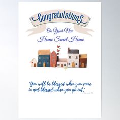 congratulations card for home sweet home poster