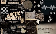 an image of the arctic monkeys album cover with many different things on it, including words and symbols