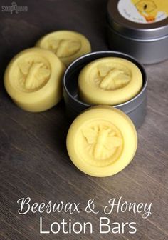 beeswax and honey lotion bars on a table