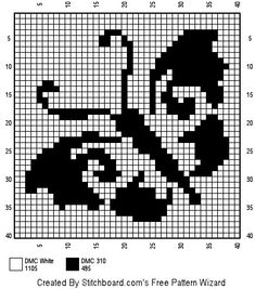 a cross stitch pattern with black and white squares in the shape of an owl on it's head