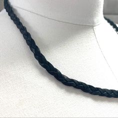 Braided Genuine Leather Black Necklace, Wrap Bracelet, Or Headband. Multiple Uses ! Brand New Never Worn! Lobster Clasp Perfect Beach Jewelry!! Adjustable Total Length - 17” Classic Black Braided Jewelry, Black Adjustable Necklace For Everyday Use, Adjustable Black Necklace For Everyday Use, Classic Black Choker Jewelry, Everyday Black Jewelry With Lobster Clasp, Everyday Silver Jewelry With Black Band, Black Everyday Choker Jewelry, Everyday Black Choker Jewelry, Elegant Everyday Jewelry With Black Band