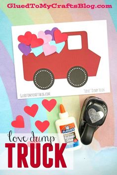 valentine's day crafts for kids to make with paper hearts and construction truck shapes