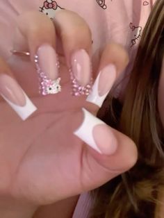 Nail Inspiration Hello Kitty, Birthday Nails Hello Kitty, Nail Ideas Hello Kitty, Hello Kitty Inspired Nails, Cute Hello Kitty Nails, Nails Hello Kitty, Adorable Nails, Hello Kitty Nail, Egirl Pfp