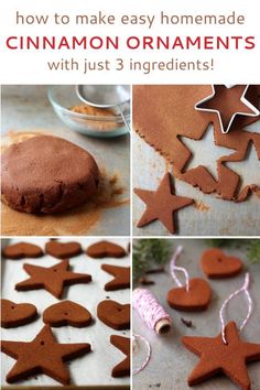 homemade cinnamon ornament cookies with just 3 ingredients to make them look like stars