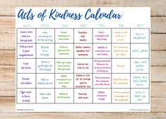 a printable calendar with the words arts of kindness calendar