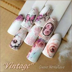 Новый nail art курс "Vintage" Роспись гель-лаками в технике акварель  Таллинн 24 июля  Запись на курс через директ или viber 55695564 Nails Art Ideas, Painted Nail Art, Art Pastel, Ideas Vintage, Ideas Nails, Colorful Nail Designs