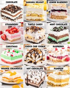 twelve different types of desserts with the names on them in english and spanish,