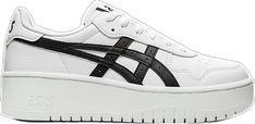 Modern Asics Sneakers For Streetwear, Retro Asics Sneakers With Gum Sole, Retro White Basketball Shoes With Contrast Sole, Retro Mid-top Basketball Shoes With Contrast Sole, White Retro Platform Sneakers For Sports, Retro White Platform Sneakers For Sports, Retro Asics Lace-up Sneakers, Casual Low-top Asics Basketball Shoes, Asics Retro Sports Sneakers