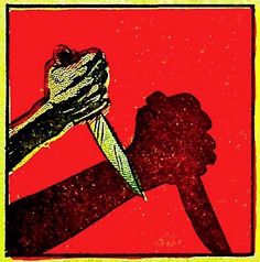 a drawing of a hand holding a knife