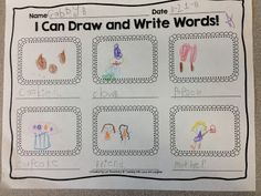 i can draw and write words with pictures on the front of this poster for kids