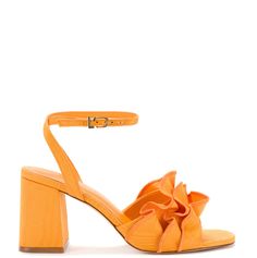 Selena Ruffle Sandal In Mango Fabric Raffia Sandals, Short One Piece, On The Horizon, Comfortable Sandals, The Horizon, Leather Working, Packing List, Shoe Brands, Warm Weather