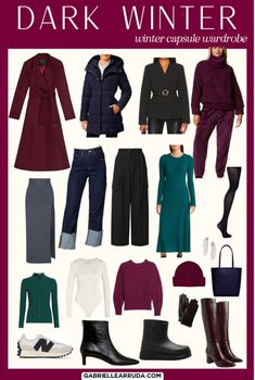 Discover the ultimate winter style inspiration with our curated collection of capsule wardrobes tailored to each of the 12 seasonal color analysis palettes. Including winter capsule wardrobe for Dark Autumn, True Autumn, Soft Autumn, Soft Summer, True Summer, Light Summer, Light Spring, True Spring, Bright Spring, Bright Winter, True Winter, and Dark Winter. Including the seasonal color palette examples and shopping pieces. #winterwardrobe #wintercapsules #seasonalcolor Winter Style Inspiration, Seasonal Color Palette, Spring Bright, Autumn Soft