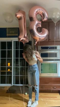 big 1 and 3 rose gold balloons, girl in jeans, converse and a sweater tank top holding the balloons 13th Birthday Outfit Ideas, 13 Photoshoot, Cool Handshakes, Bday Pics, 14th Birthday Cakes, 13 Birthday Cake, 13 Birthday, Birthday Picture