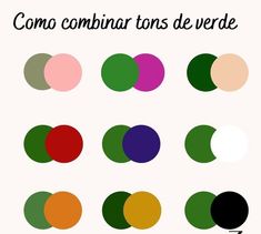 an image of different colors on a white background with the words como combina tons de verde