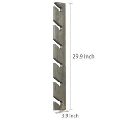 the side view of a wooden door handle with measurements for each end and bottom section