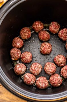 the meatballs are cooked in the slow cooker and ready to be served for dinner