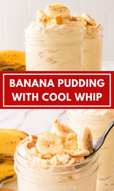 banana pudding with cool whip in a jar