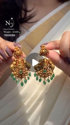 Nandi jewellers | Gold antic jewellery | Mysore on Instagram: "Beautiful emerald Chandbali 
Weight : 13.300 grams 
Gold : 22 carat 
#beautiful #gold #jewelry #wedding #women #fashion #trending #reels #love #beauty #girl #life #earrings #jewellery #design #best #ootd #fashionblogger #foryou #unique #photoshoot #nature #motivation" Nandi Jewellers, Chandbali Earrings Gold, Gold Jewelry Wedding, Unique Photoshoot, Antic Jewellery, Wedding Women, Trending Reels, Chandbali Earrings, Mysore