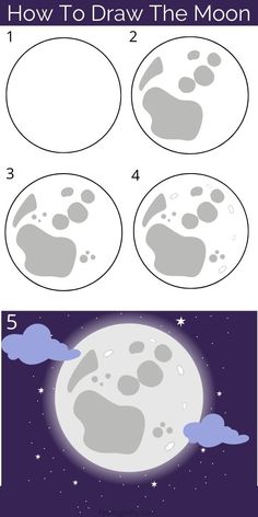 how to draw the moon step by step instructions for kids and beginners with pictures