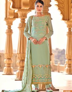 Green Pant style Suits Pure Viscose Bamberg Georgette Salwar Kameez in Embroidery, Sequins & Lace Work:Arabic Attire #kurtakameez #kameeze #stylishsalwarkameez #indiansuitsonlineshopping #newstyleindiansuits #buysalwarsonline #salwarkameezfashion #salwarkameezstitching #indiansuitsdesigner #salwarpantsonline #indiansalwardesigns #ladydesignersuit #fashionablesuitforwomen #salwarkameez #salwarsuit #salwar #shalwarkameezwomen #salwarkameezonline Celana Fashion, Eid Outfits, Georgette Tops, Embroidered Pants, Chiffon Dupatta, Salwar Suit, Green Pants, Pant Style, Salwar Suits