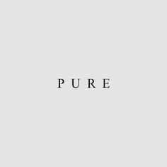 the word pure written in black on a white background