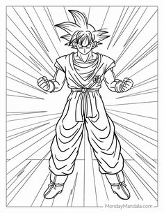 the dragon ball coloring page for kids to print out and color with their favorite characters