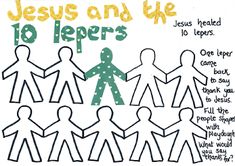 a poster with the words jesus and the to helpers written in green on it