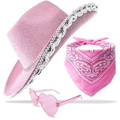 PRICES MAY VARY. The Pink Cowboy Hat for women, Made of Felt and the whole surface of the hat was covered with tiny shimmering threads, there is a glittering fringe under the hat brim, For the perfect match, we also offer pink heart-shaped sunglasses and pink cowboy bandanas, Great party favors for girls The Ideal Party Supplies for A Girls and Womens Birthday Party, One Size Fits Most Adult Girls, the Inner Circumference of These sparkly costume hats is about 20½-22½ Inch, the size of cowgirls Pink Cowgirl Hat, Cowboy Bandana, Rodeo Party, Pink Cowboy Hat, Crown For Women, Woman Birthday Party, Heart Glasses, Pink Cowgirl, Cowgirl Hat