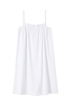 LAKE | Women | Pima Cotton Pajamas | White Ruffle Nightgown Summer Sleepwear With Delicate Straps For Loungewear, Cotton Camisole With Delicate Straps For Daywear, Summer Bedtime Camisole With Spaghetti Straps, Summer Nightgown With Adjustable Spaghetti Straps, Summer Nightgown With Spaghetti And Adjustable Straps, Summer Nightgown With Delicate Straps For Loungewear, Summer Nightgown With Delicate Straps, Sleeveless Nightgown With Adjustable Straps For Bedtime, Sleeveless Nightgown With Adjustable Straps For Daywear