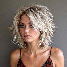 Shag Hairstyles Medium Wavy Hair, Long Choppy Bob Haircuts, Short To Medium Layered Haircuts, Modern Day Shag Haircut, Long Bob With Bangs Fine Hair, Short Rockstar Hair, Razored Bob Haircut Choppy Layers, Gray Shag Hairstyles, Med Shag Hairstyles