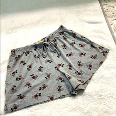 Grey With Red And Black Mickey Mouse Characters Throughout. Tie Front And Elastic Waist. Size Medium 7-9. Never Worn. Like New Without Tags. Cute And Fun Knit Shorts For Any Time Of Day. Cute Cotton Short Sleepwear, Cute Cotton Sleepwear Short Length, Casual Cotton Mickey Mouse Sleepwear, Cotton Mickey Mouse Sleepwear For Bedtime, Disney Cotton Sleepwear For Loungewear, Mickey Mouse Cotton Sleepwear For Bedtime, Minnie Mouse Cotton Sleepwear For Sleepover, Minnie Mouse Cotton Sleepwear, Cute Mickey Mouse Cotton Bottoms