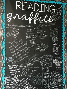 a blackboard with writing on it that says reading graffiti