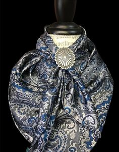 "This paisley jacquard silk scarf is made from 100% silk 12mm and available in 34.5\" Scarf Slides are sold separately." Elegant Paisley Print Silk Shawl, Elegant Blue Paisley Print Scarves, Scarf Slides, Wild Rags, Scarf Rings, Saddle Blanket, Wild Rag, Red Polka Dot, Silk Charmeuse