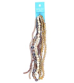 multi - strand beaded necklace with wooden beads