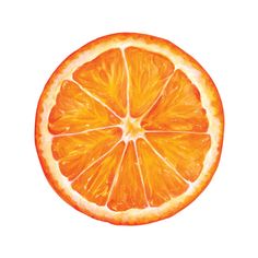 an orange cut in half on a white background