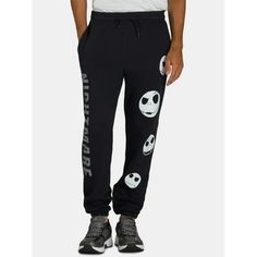 Embrace the spooky charm of Disneys Nightmare Before Christmas and show off your fandom with these Men's Graphic Joggers. These pull-on joggers feature the iconic Jack Skellington in eye-catching print. These mens jogger pants blend comfort with a touch of Halloween Town magicperfect for lounging or casual wear. Pair them with your Nightmare Before Christmas tee or hoodie for a complete Halloween-inspired look. Size: M.  Color: Black.  Gender: male.  Age Group: adult. Graphic Joggers, Graphic Sweatpants, Disney Nightmare Before Christmas, Christmas Disney, Autumn Clothing, Mens Jogger Pants, The Nightmare Before Christmas, The Nightmare, Christmas Men