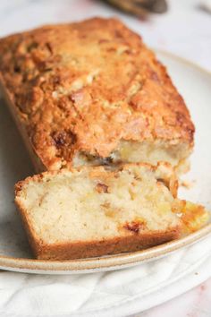 a loaf of banana bread on a plate