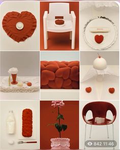 many different pictures of chairs, vases and other items