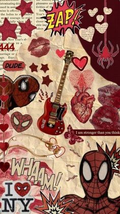 a collage of various stickers with the words i love ny and spider - man