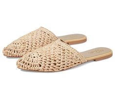 42 GOLD Carmella - Women's Shoes : Natural Raffia : Give a twist to your fashionable collection by wearing 42 GOLD Carmella footwear. Leather upper. Leather lining. Cushioned footbed. Slip-on style. Pointed toe. Synthetic outsole. Imported. Measurements: Heel Height: 1 4 in Weight: 10 oz Product measurements were taken using size 7, width M. Please note that measurements may vary by size.