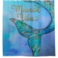 a blue tile with the words mermaid vibes on it and an image of a whale