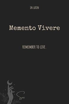 a black book cover with the words, mementoo vivrere remember to live