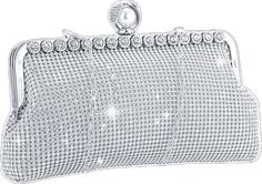 Silver Sparkling Crystal Evening Bag, Silver Crystal Clutch With Bling, Silver Crystal Clutch For Party, Elegant Silver Clutch For Prom, Formal Silver Clutch With Rhinestones, Glamorous Silver Crystal Clutch, Glamorous Silver Clutch With Bling, Silver Clutch With Rhinestones For Formal Occasions, Silver Crystal Clutch For Events