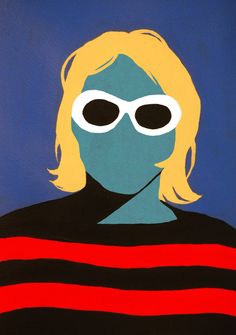 a painting of a woman with sunglasses on her face and long blonde hair, wearing a striped shirt