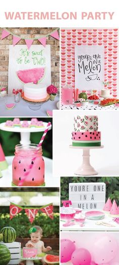 watermelon themed birthday party with pink and green accents