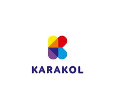 the logo for karakol is shown in blue, yellow and pink colors on a white background