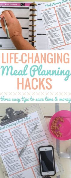 an image of a meal planner with text overlay that reads life - changing meal planning hacks