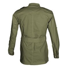 Made from light weight 5 1/2 ounce cotton fabric; Layer over a T-shirt or hunting shirt for cool comfort; Two buttoned flap covered chest pockets; Two cargo pockets at the waist; Cross-stitched epaulettes keep a pair of binoculars or a canteen from sliding off your shoulder; Functional Swiss tabs keep sleeves neatly rolled up; Full buttoned front and belted waist for a classic safari look; Made in Africa from garment washed and pigment dyed cotton; Generously sized for comfort; Worn alone or ove Military Style Utility Jacket With Pockets For Outdoor, Travel Utility Jacket With Flap Pockets, Utility Jacket With Multiple Pockets For Travel, Travel Utility Jacket With Multiple Pockets, Travel Utility Jacket With Multiple Pockets And Long Sleeves, Long Sleeve Utility Jacket With Flap Pockets For Travel, Long Sleeve Utility Jacket With Multiple Pockets For Travel, Khaki Utility Jacket With Pockets For Travel, Utility Outerwear With Pockets For Hunting