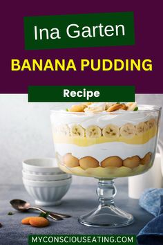 Banana Pudding with a serving spoon Chicken Cavatappi Recipe, Banana Pudding Ingredients, Honey Glazed Chicken, Creamy Pudding, Ina Garten Recipes, Roasted Nuts, Vanilla Pudding Mix, Pudding Desserts, Creamy Desserts